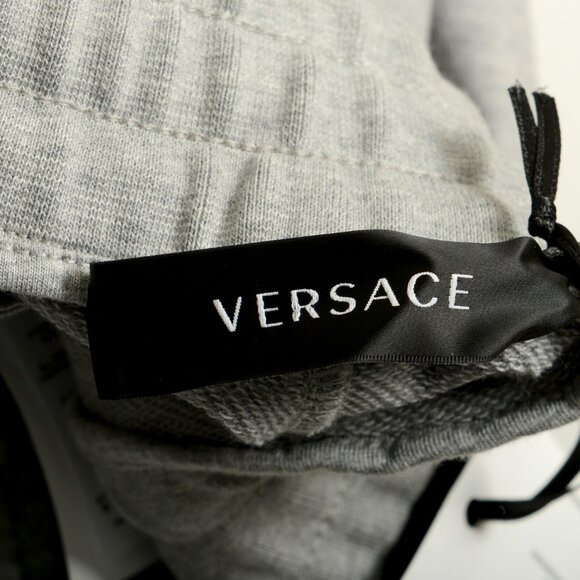 Versace Men's Gray White Logo Embroidered Sweat Track Pants US 4XL IT 60 - Picture 5 of 6